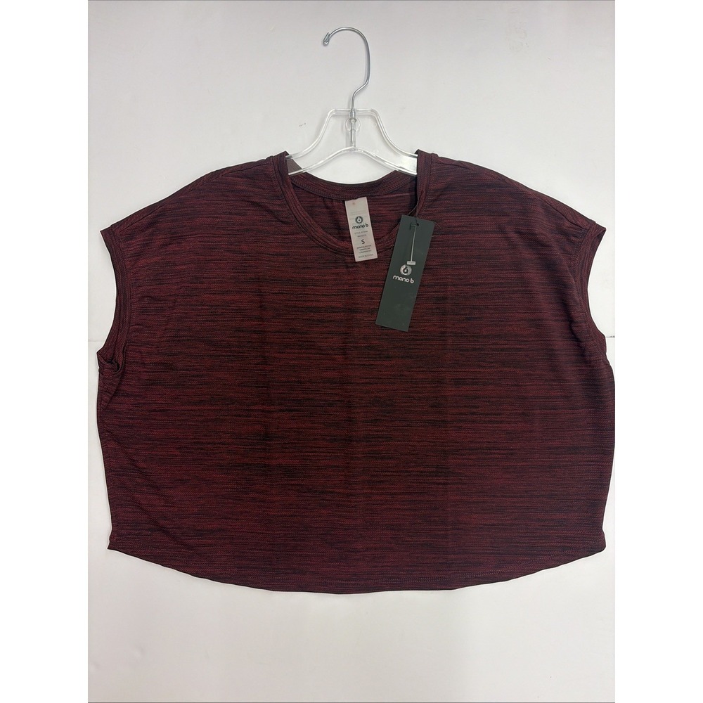 Womens Athletic Mono B Burgundy Sleeveless Oversized Top Shirt Small AT3090
